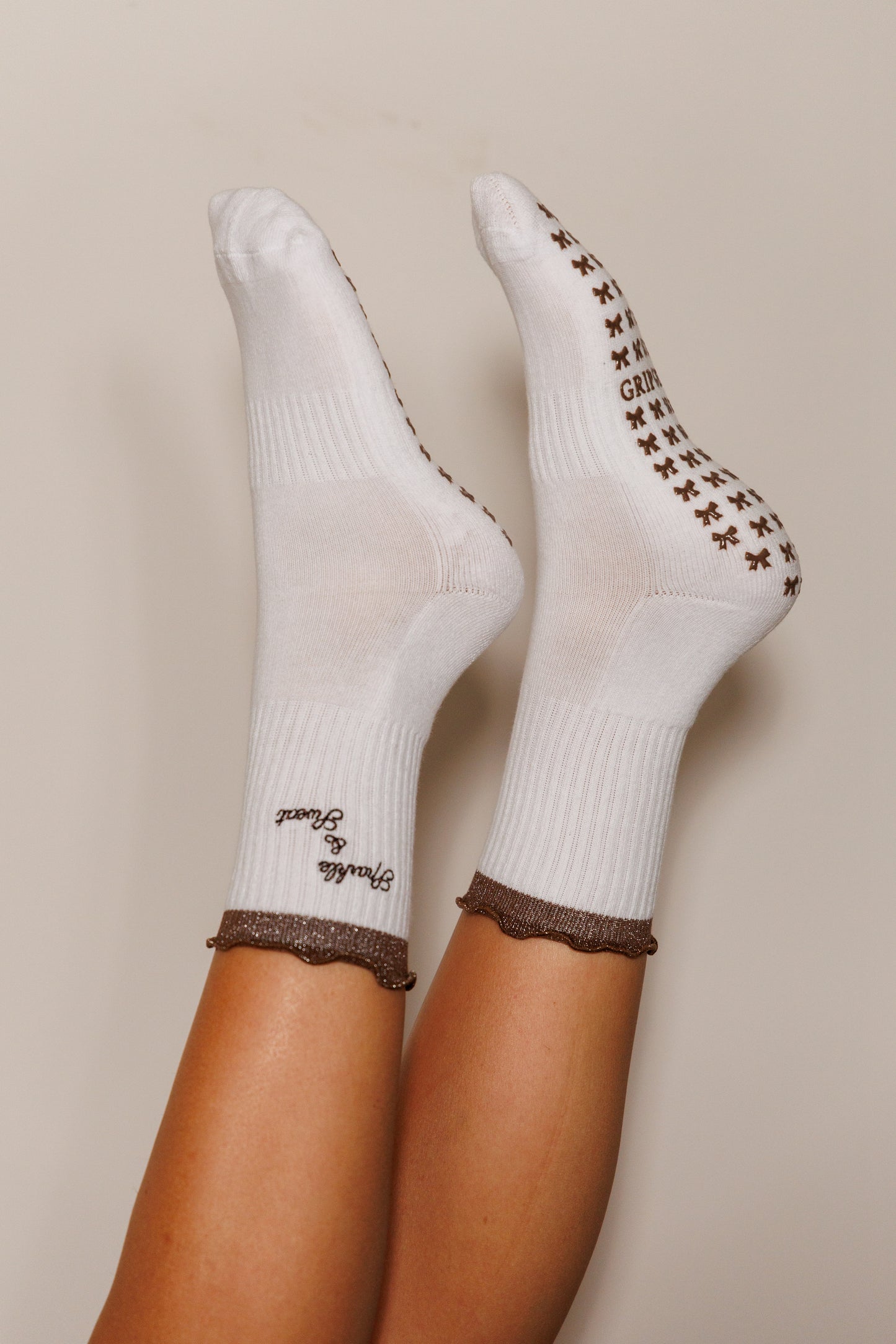 Sparkle & Sweat Brown Glitter Ruffle Socks