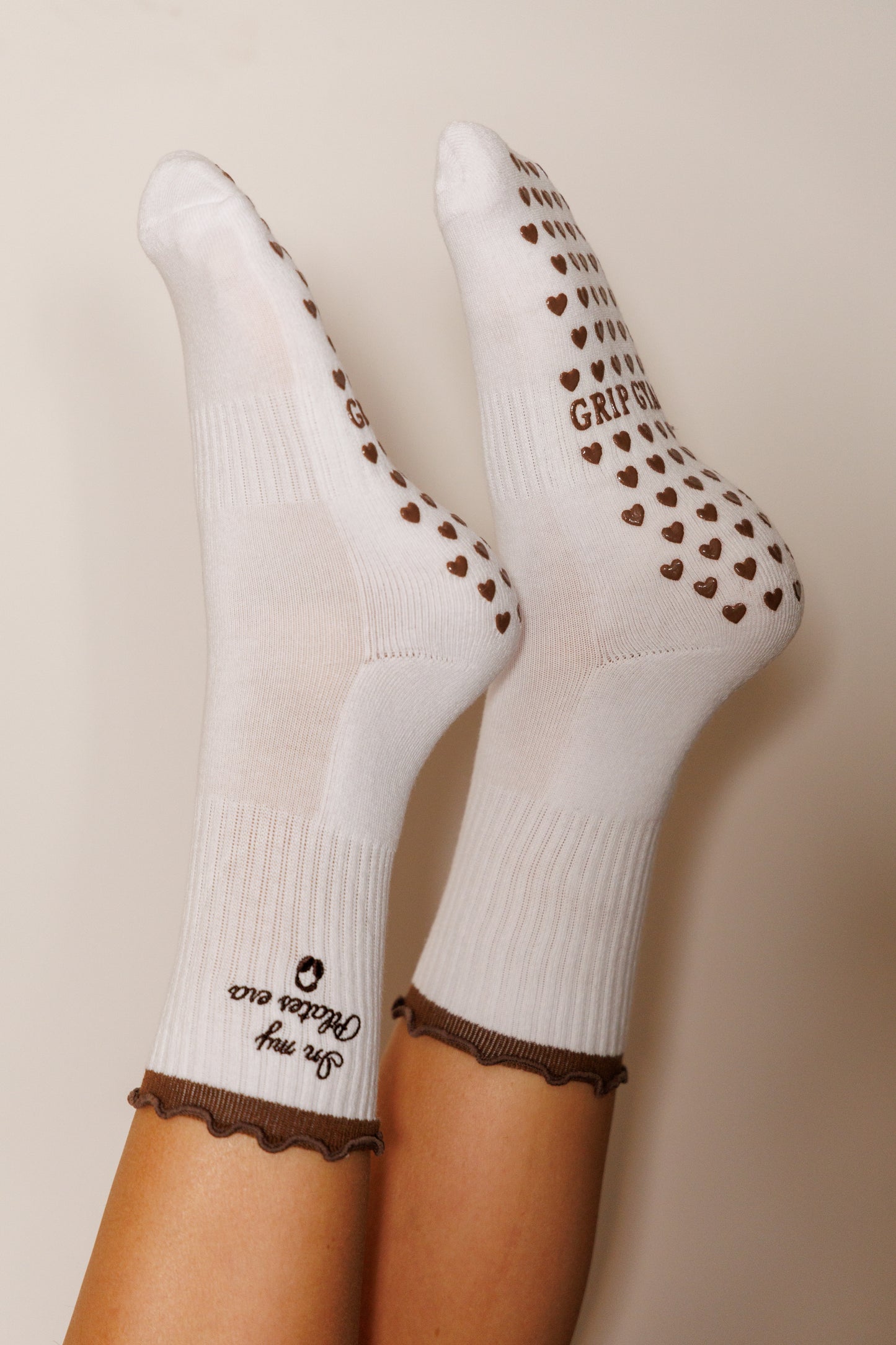 In My Pilates Era Brown Ruffle Socks
