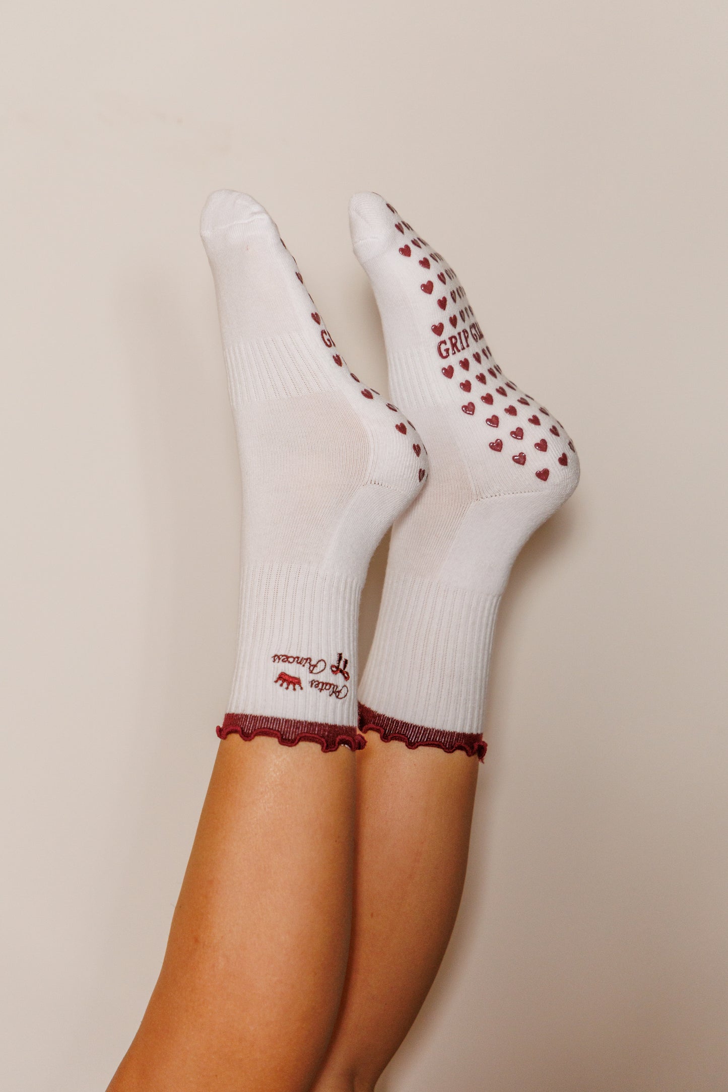 Pilates Princess Burgundy Ruffle Socks