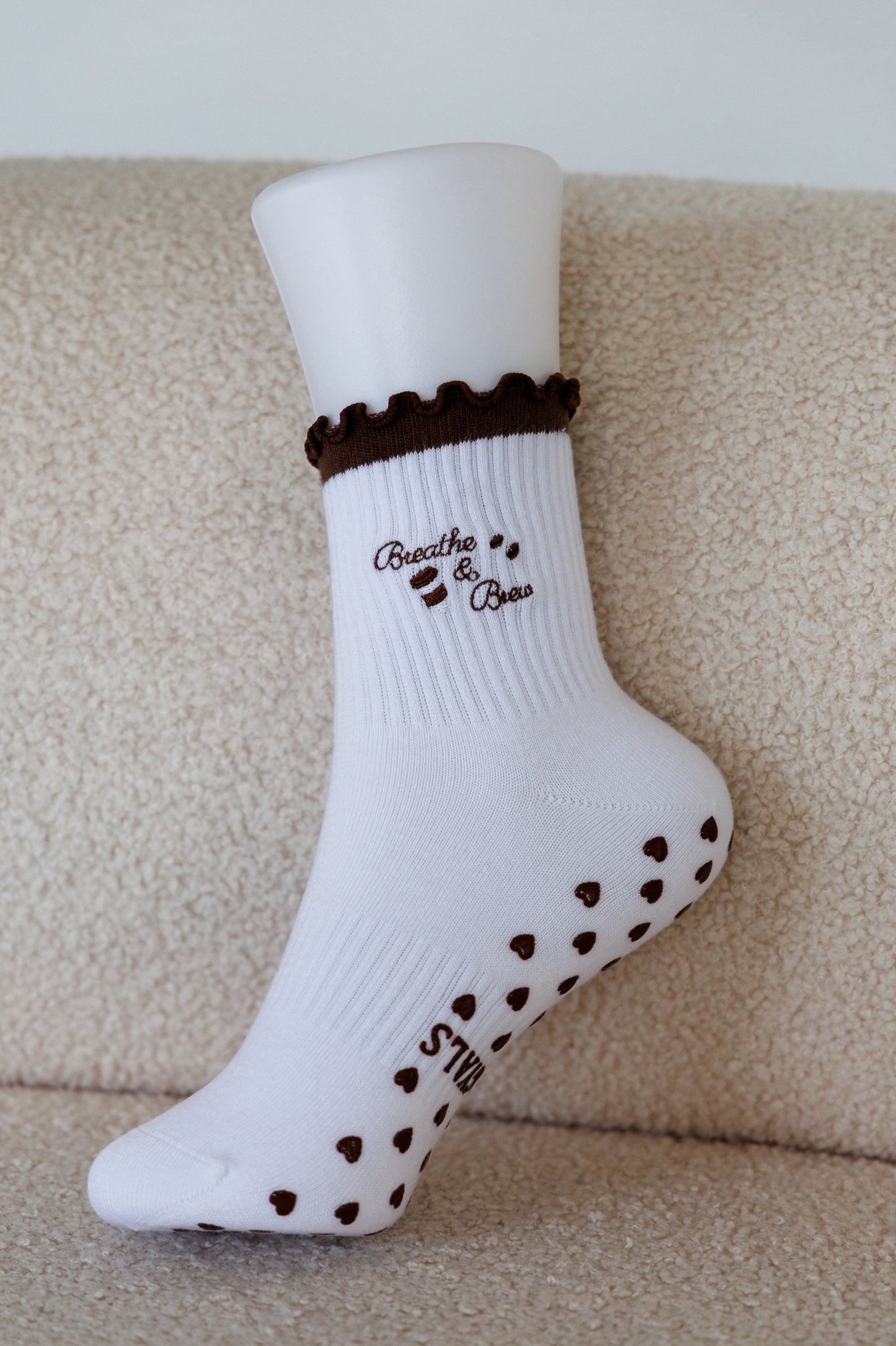 Breathe & Brew Brown Ruffle Socks