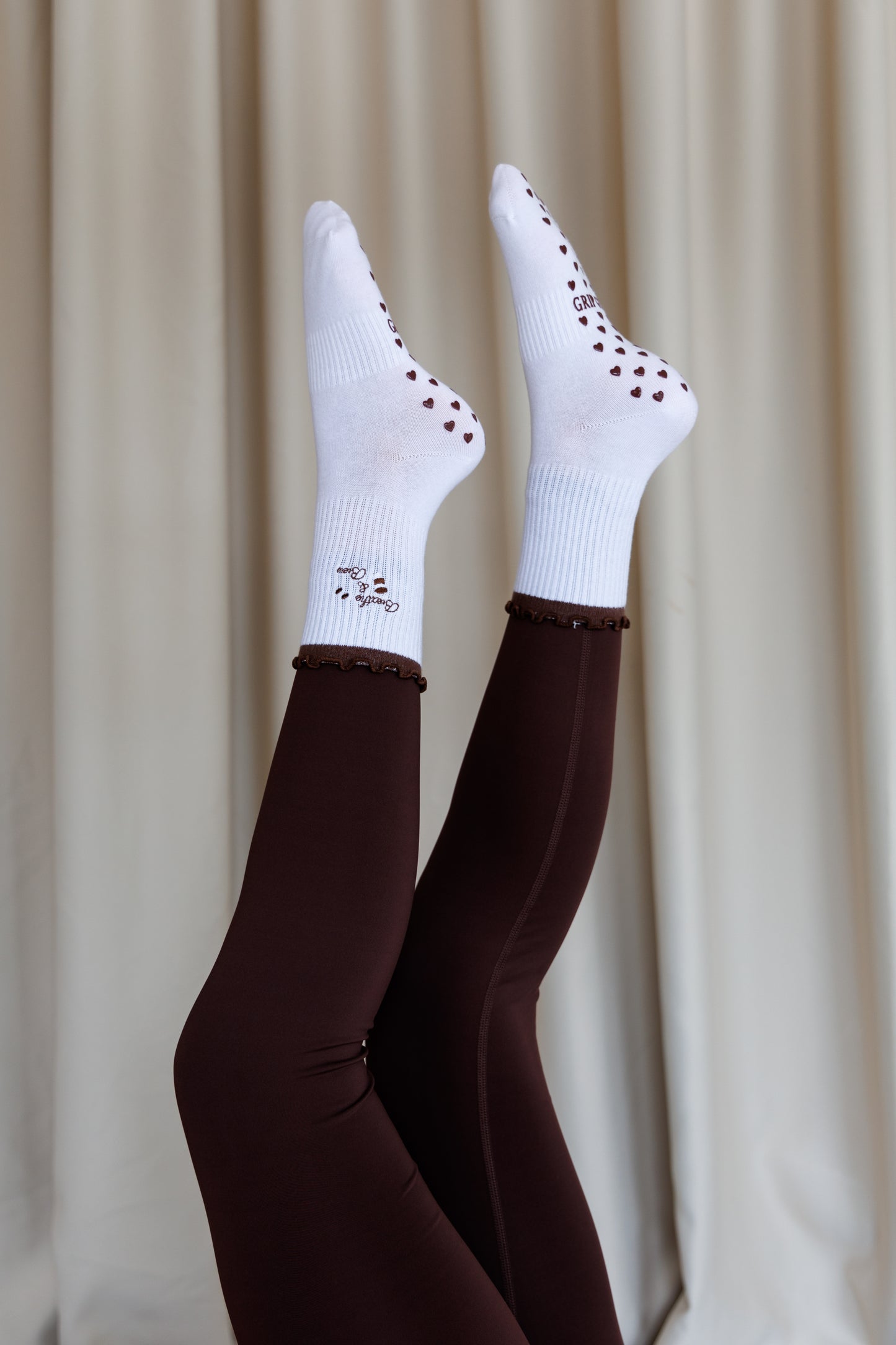 Breathe & Brew Brown Ruffle Socks