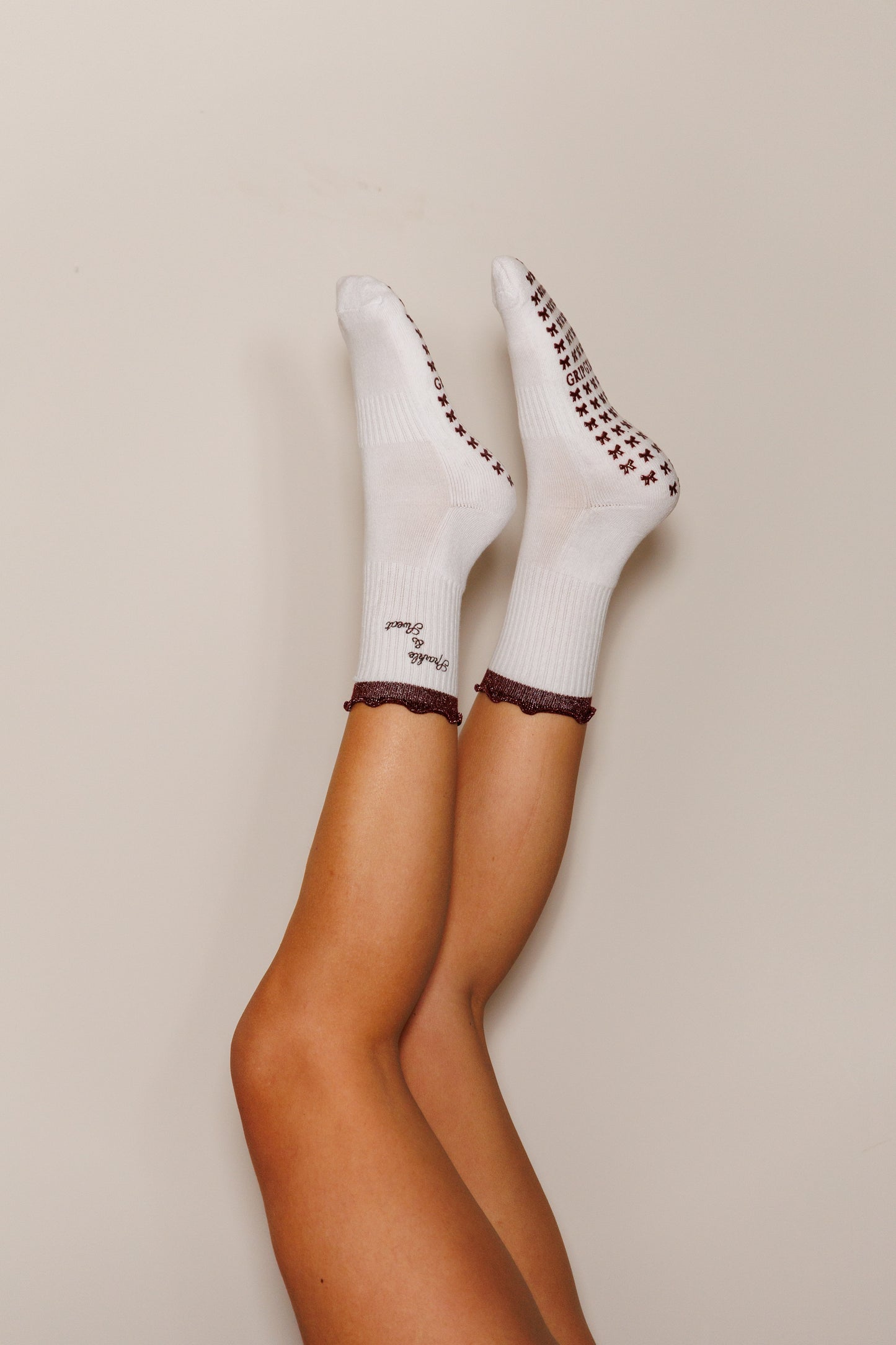 Sparkle & Sweat Burgundy Glitter Ruffle Socks