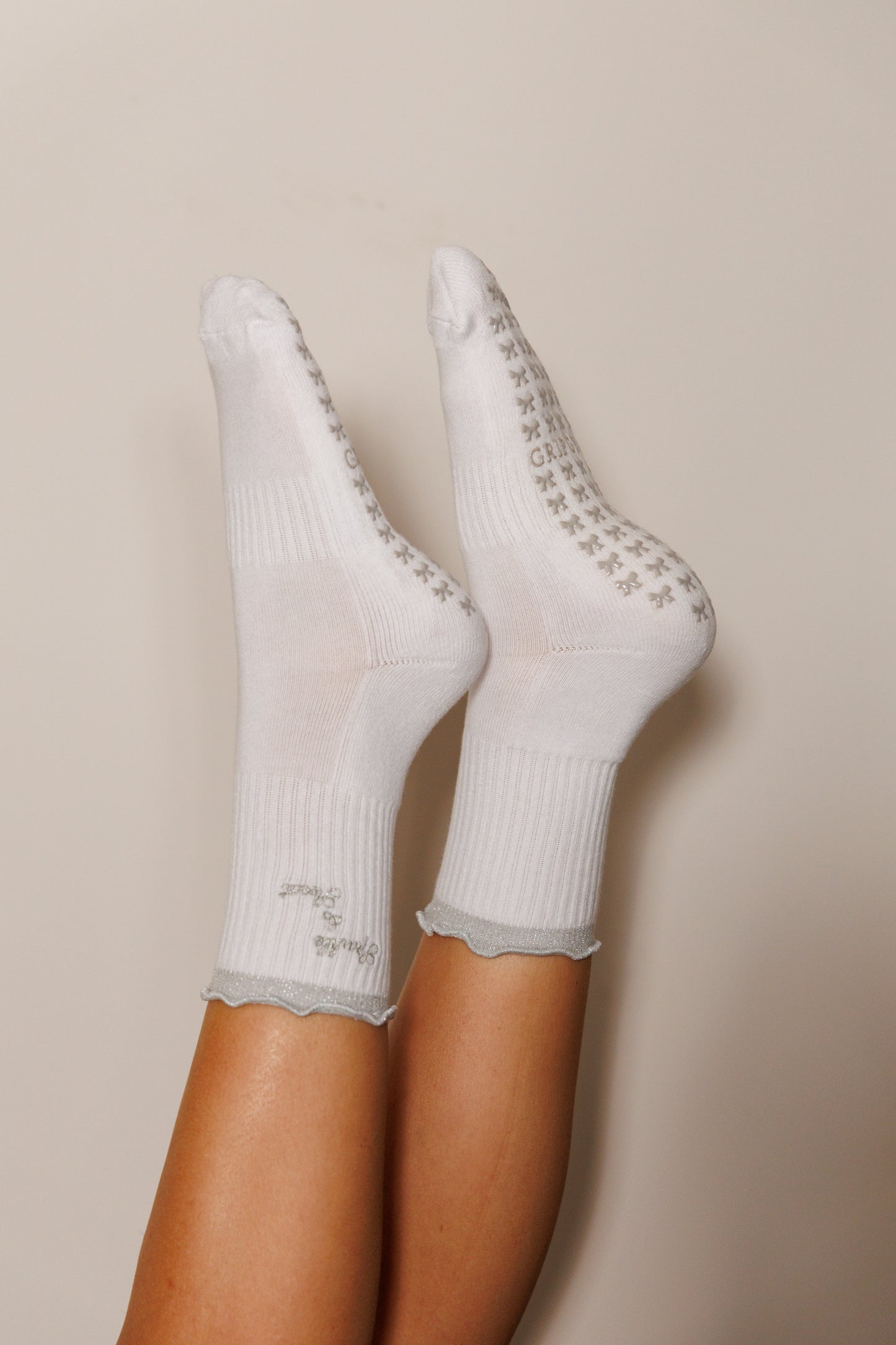 Sparkle & Sweat Silver Glitter Ruffle Socks